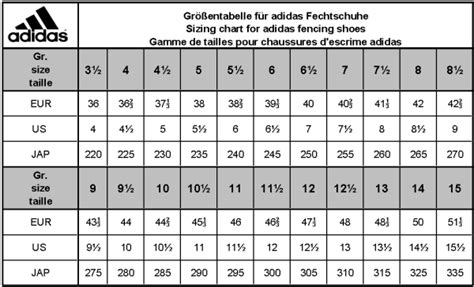 Größentabelle (Adidas)